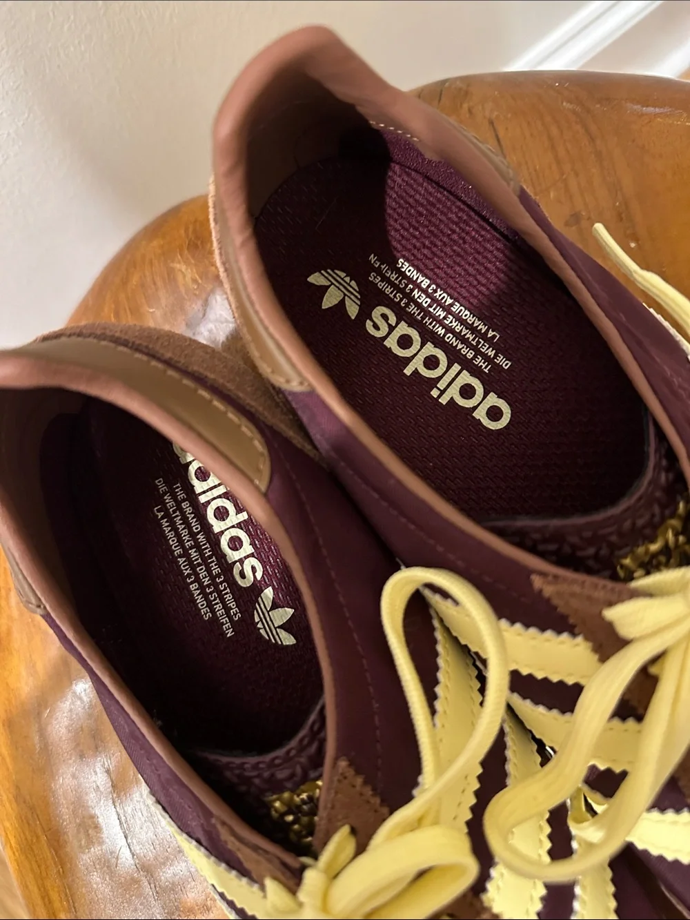 adidas Burgundy and Yellow Retro Runner Sneakers - Picture 6 of 7
